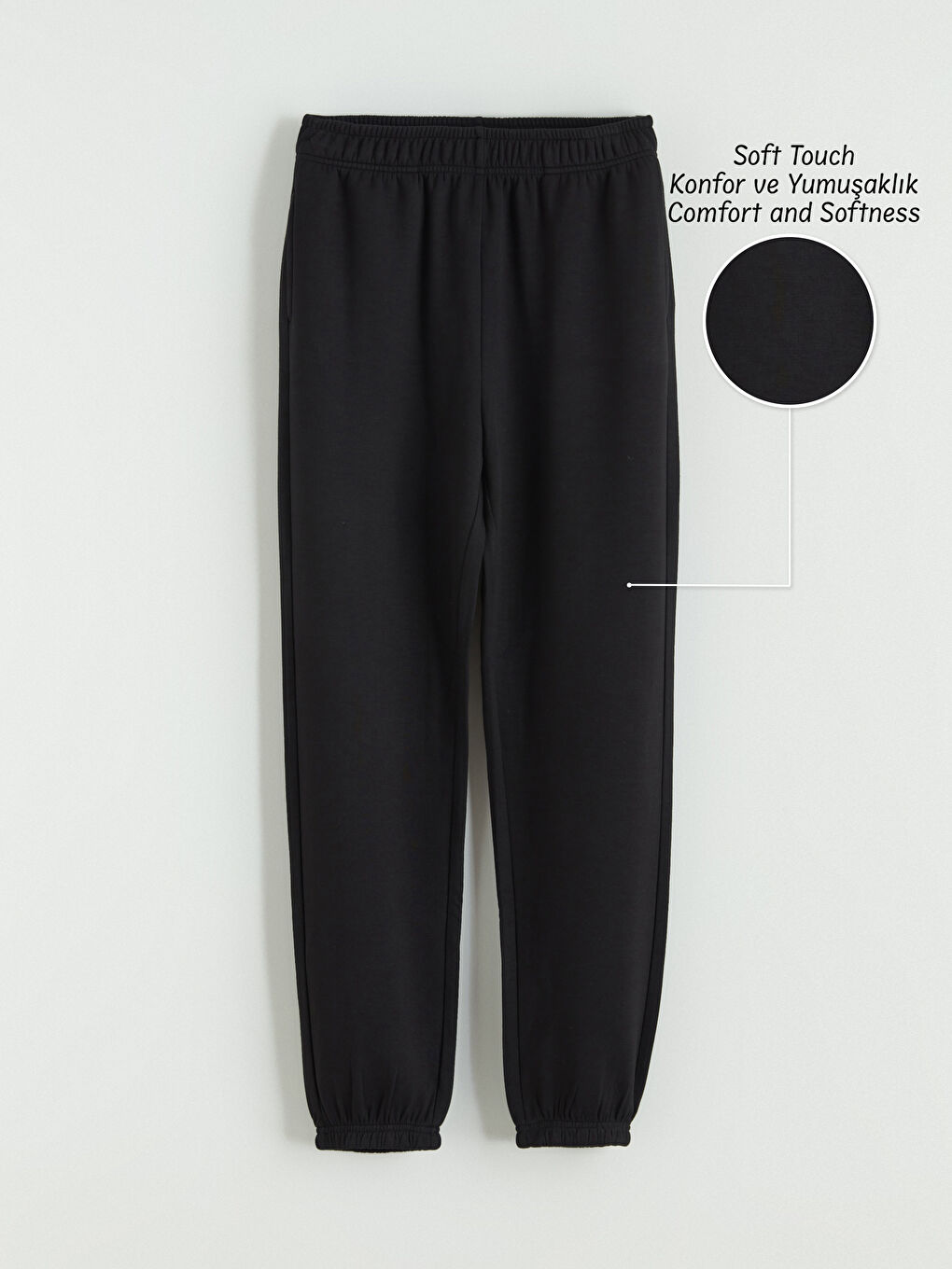 Siyah Beli Lastikli Kız Çocuk Soft Touch Jogger Eşofman Altı