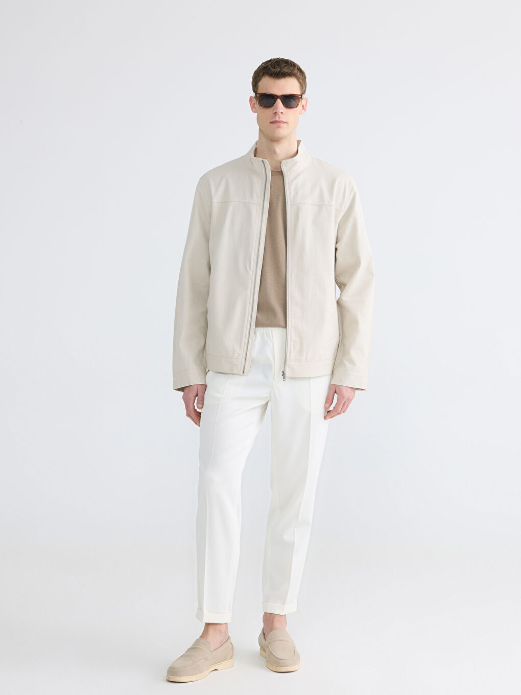 Gri Standart Kalıp Dik Yaka Erkek Mont-1