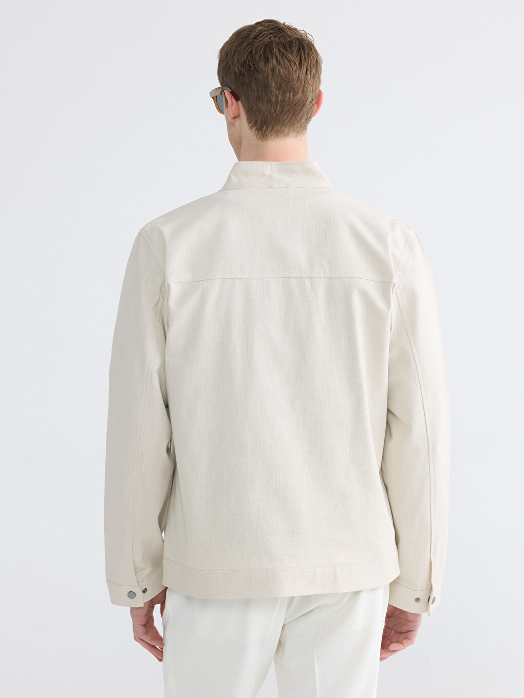 Gri Standart Kalıp Dik Yaka Erkek Mont-4