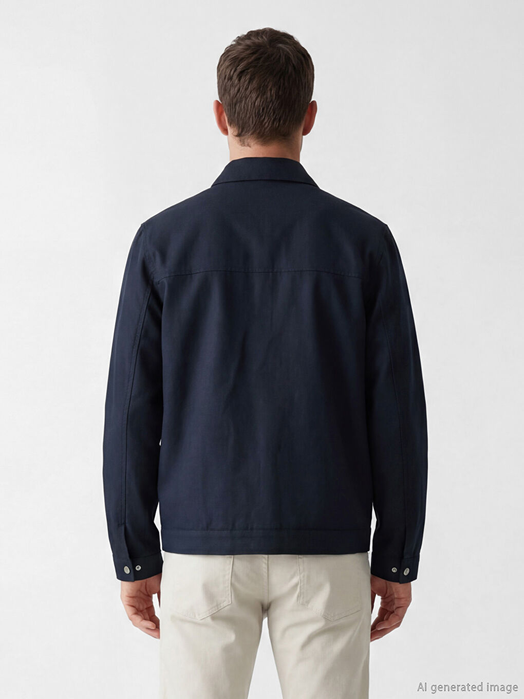 Lacivert Dik Yaka Fermuarlı Erkek Mont-2