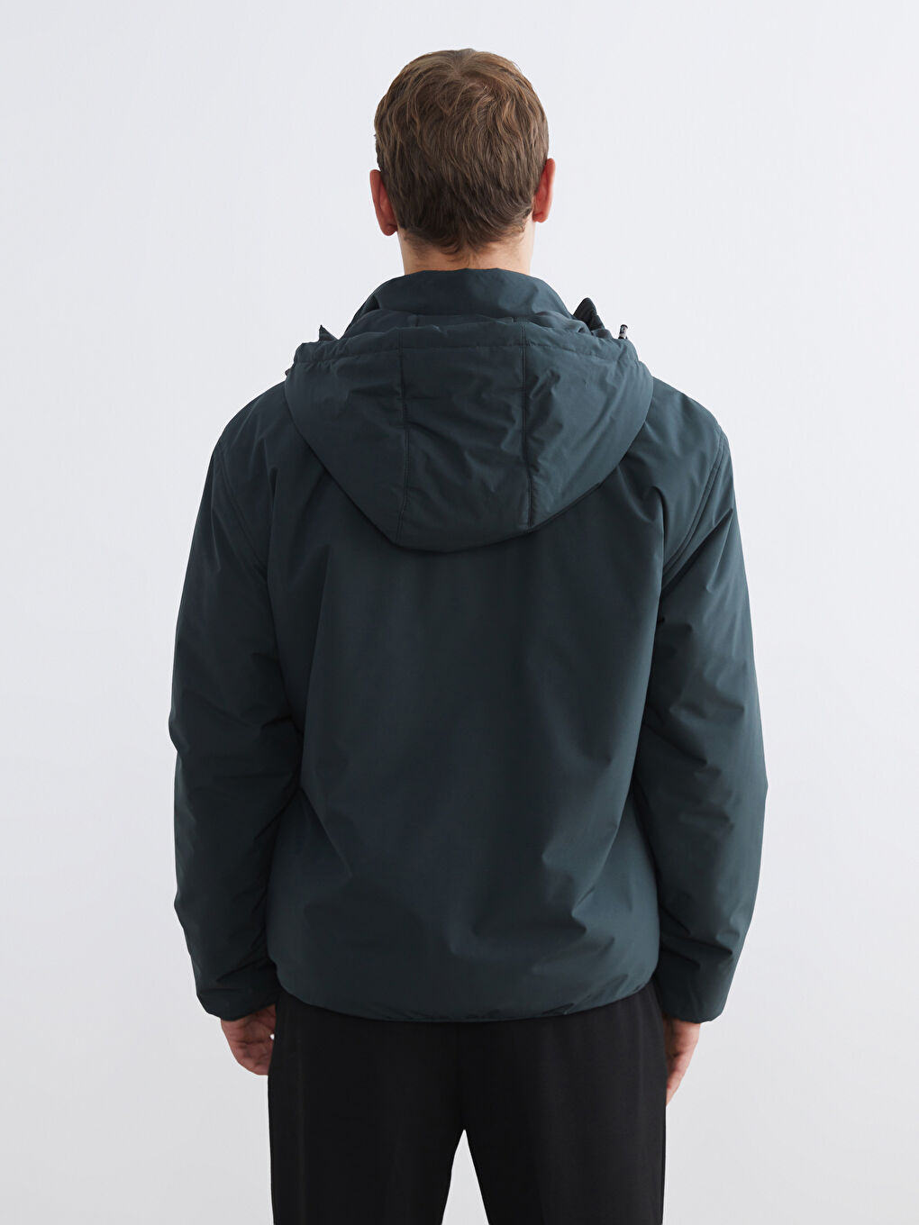 Yeşil Standart Kalıp Kapüşonlu Erkek Mont-4