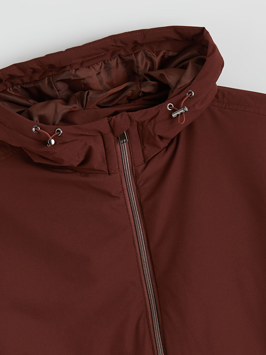 Kırmızı Standart Kalıp Kapüşonlu Erkek Mont-8