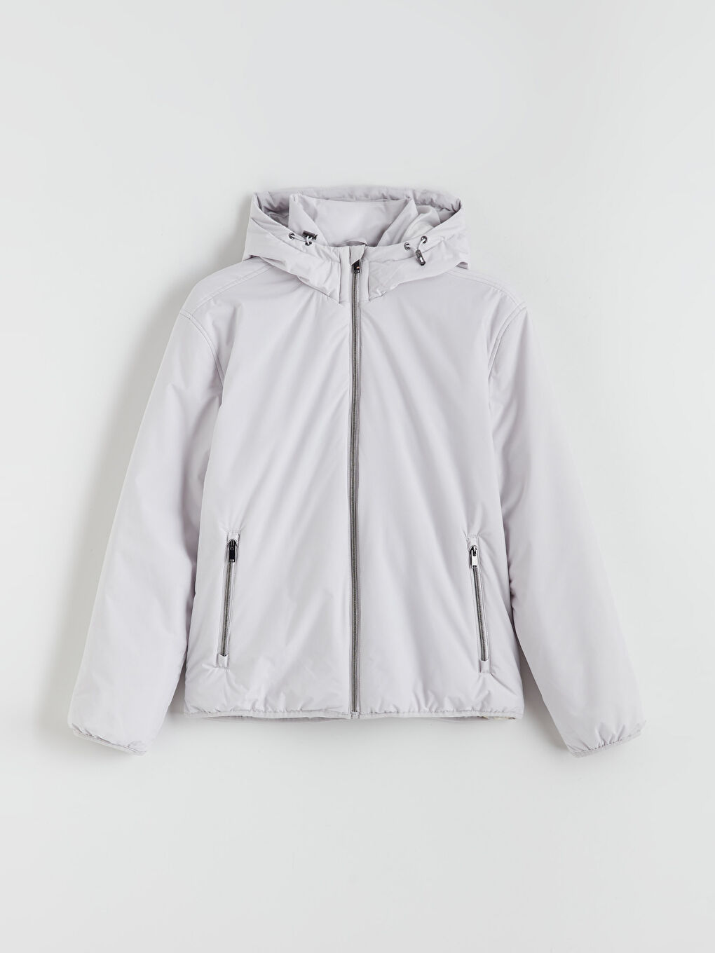 Bej Standart Kalıp Kapüşonlu Erkek Mont-5