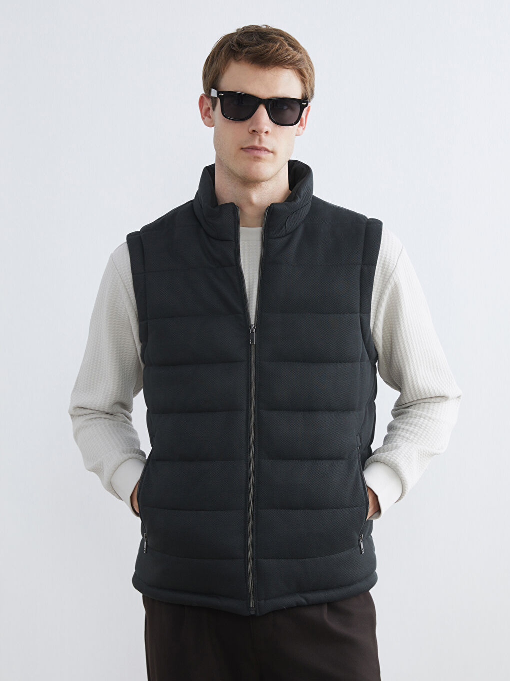 Petrol Dik Yaka Erkek Şişme Yelek-0