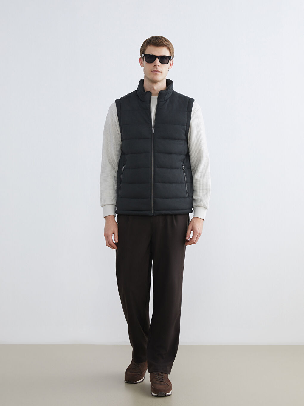 Petrol Dik Yaka Erkek Şişme Yelek-1