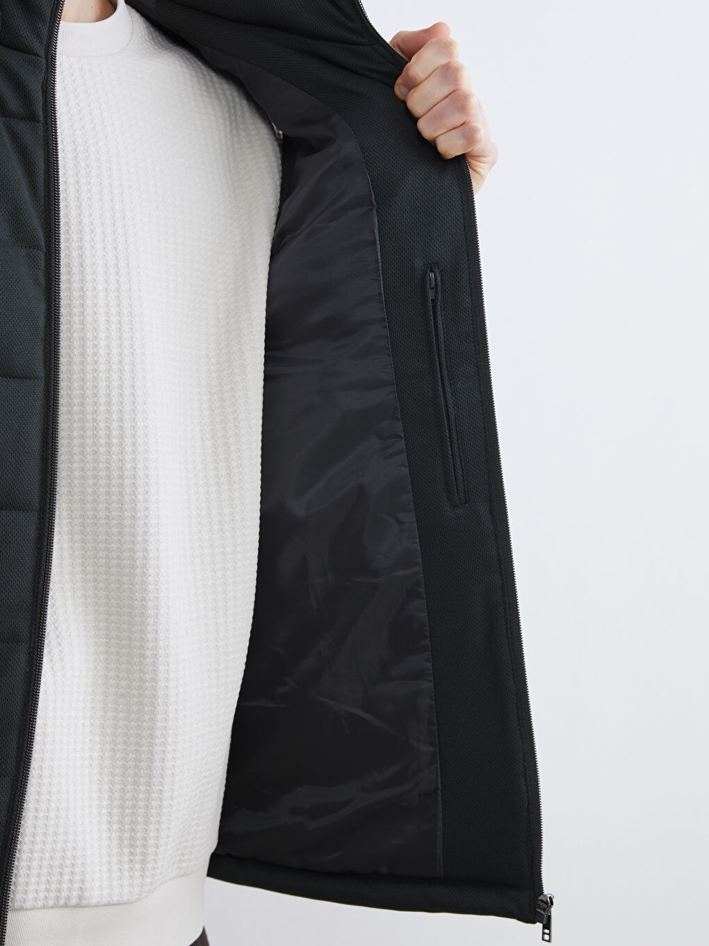 Petrol Dik Yaka Erkek Şişme Yelek-3