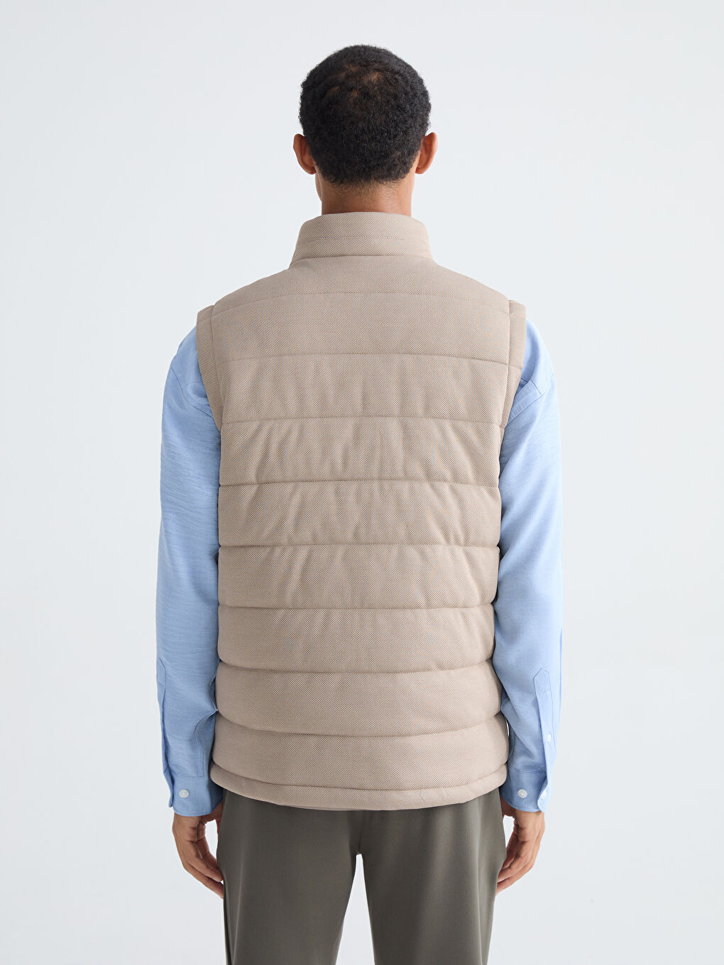 Kahverengi Dik Yaka Erkek Şişme Yelek-4