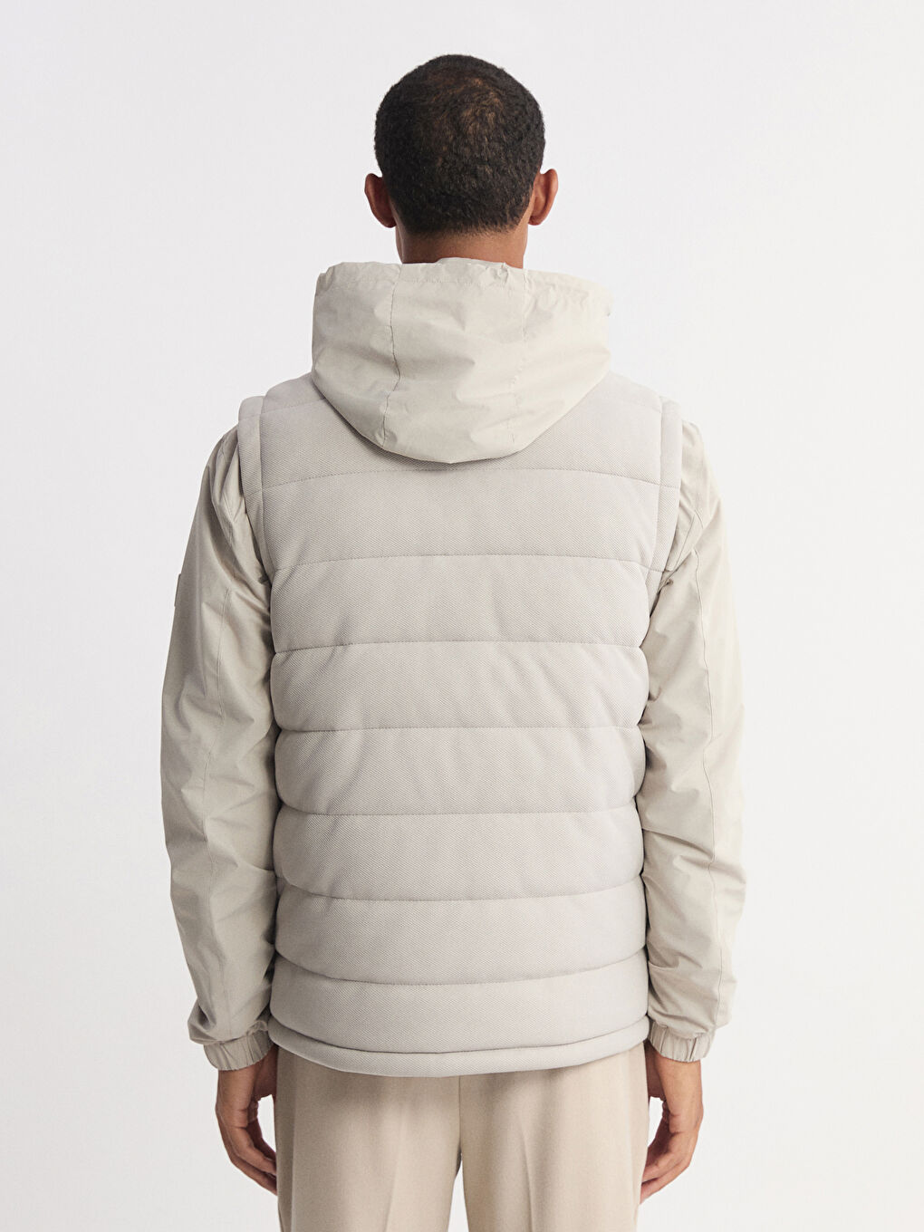 Gri Dik Yaka Erkek Şişme Yelek-4