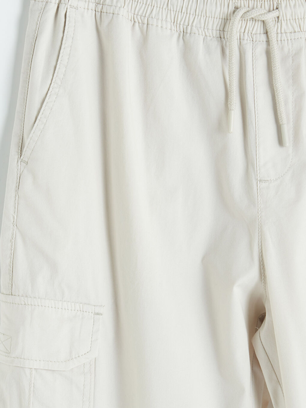 Bej Rahat Kalıp Poplin Erkek Kargo Pantolon-2