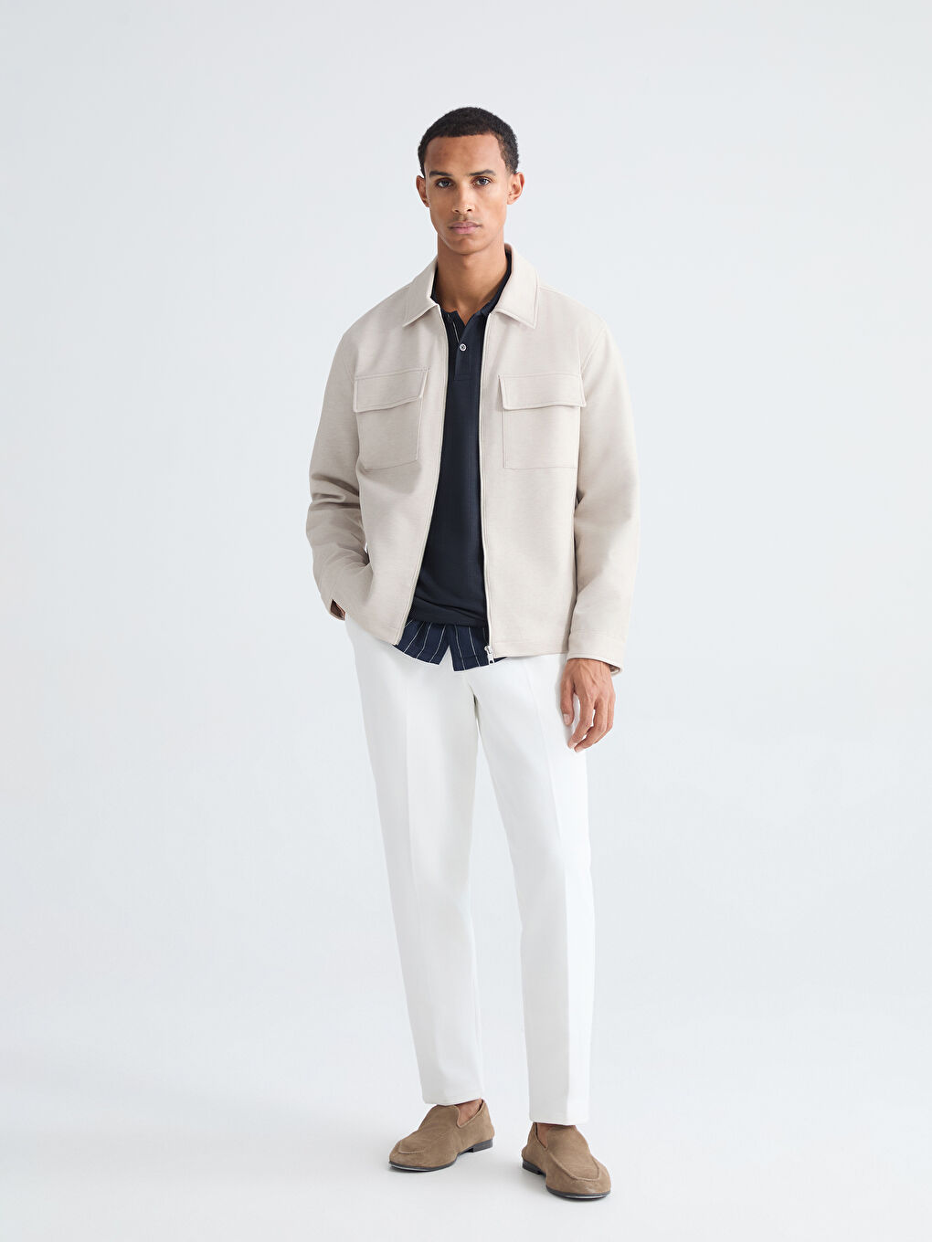 Bej Standart Kalıp Erkek Ceket-1