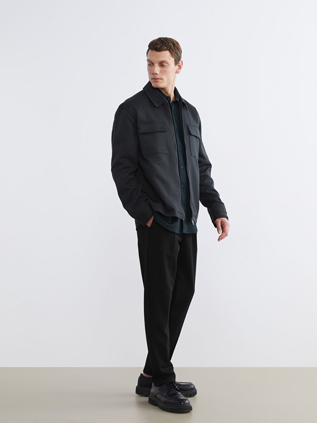 Lacivert Standart Kalıp Erkek Ceket-1