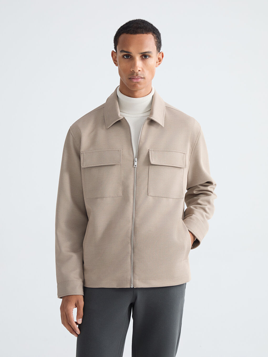 Bej Standart Kalıp Erkek Ceket