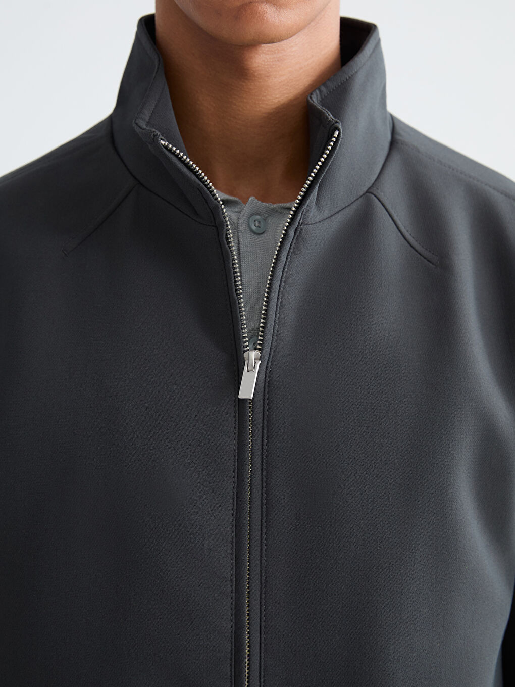 Petrol Rahat Kalıp Dik Yaka Erkek Mont-2