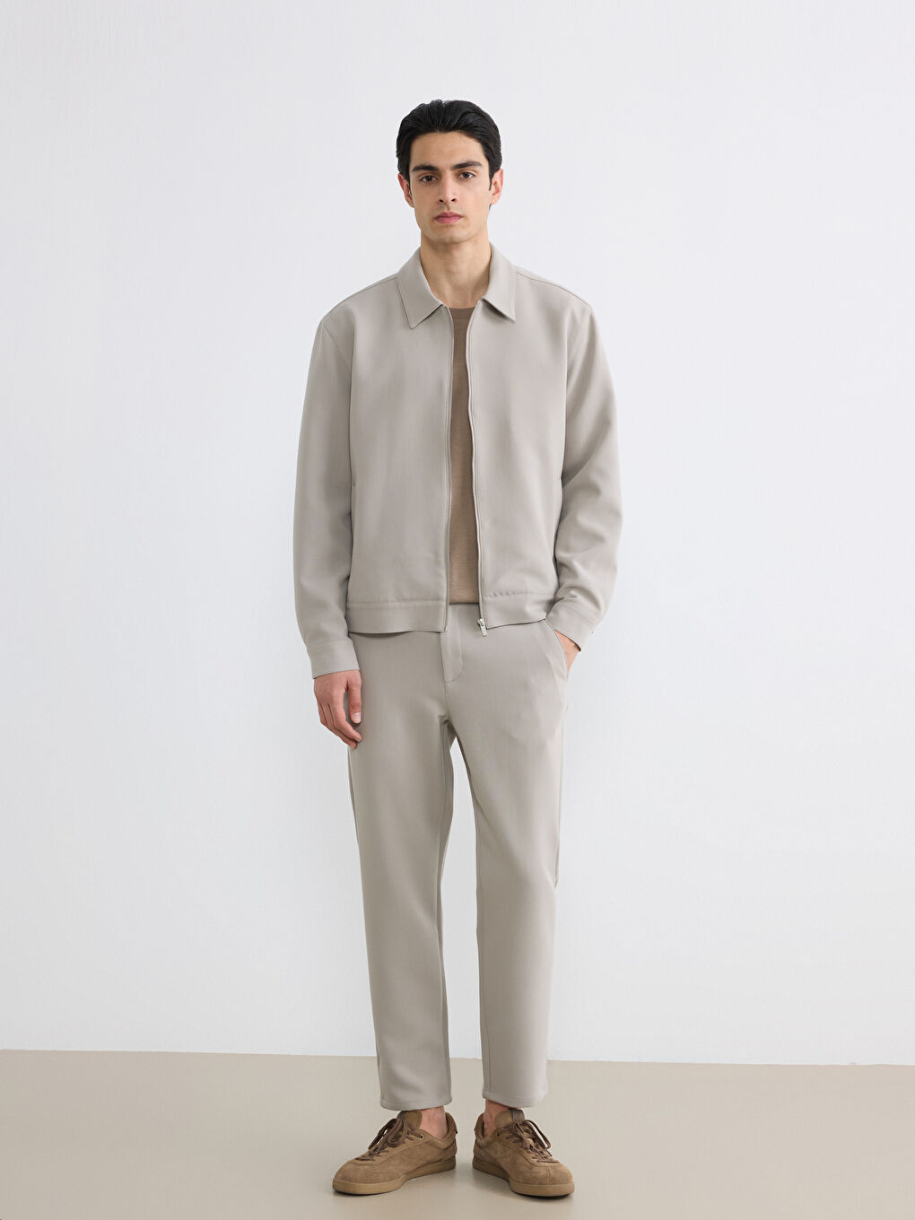 Bej Standart Kalıp Erkek Mont-1