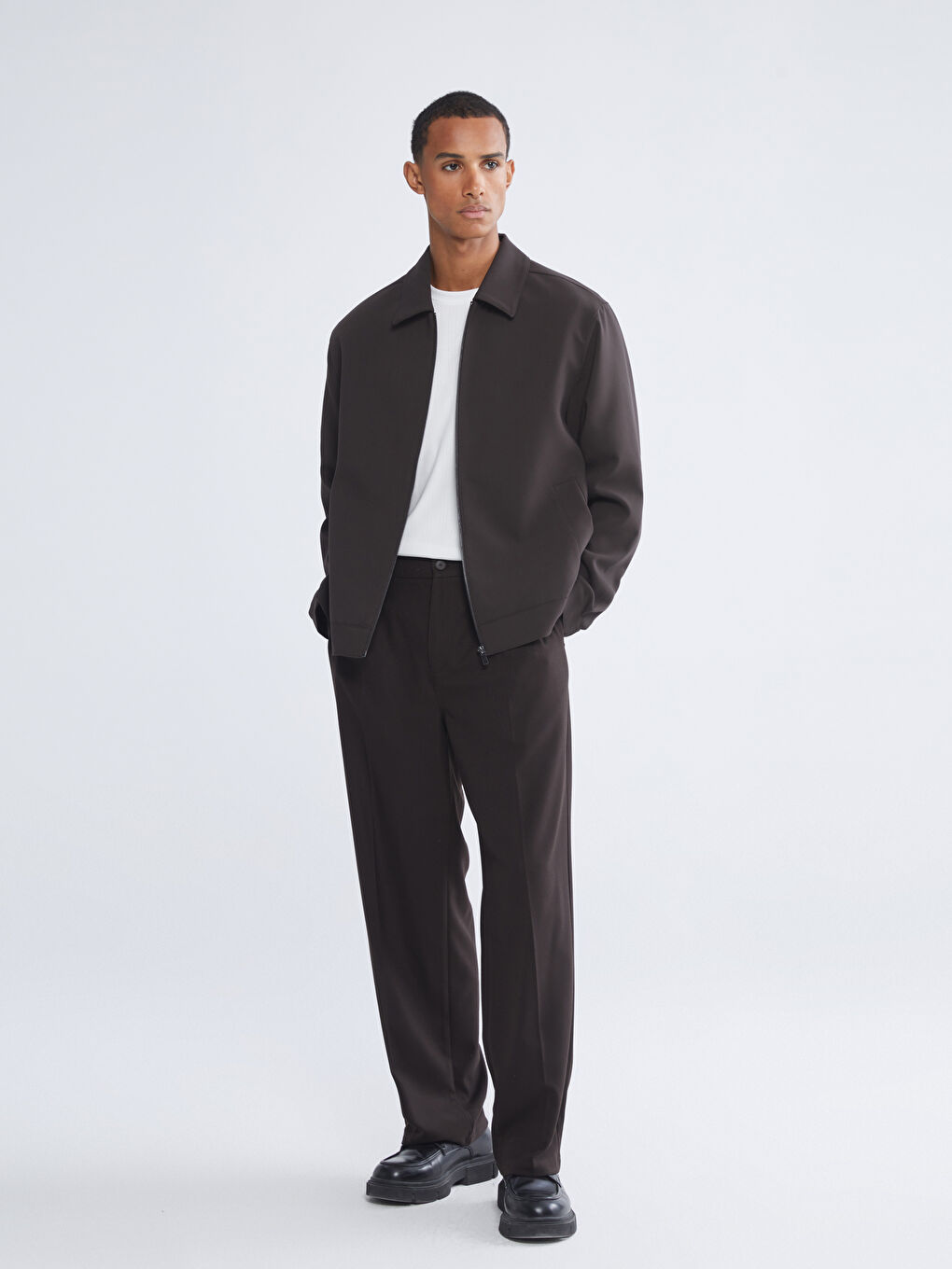 Kahverengi Standart Kalıp Erkek Mont-1