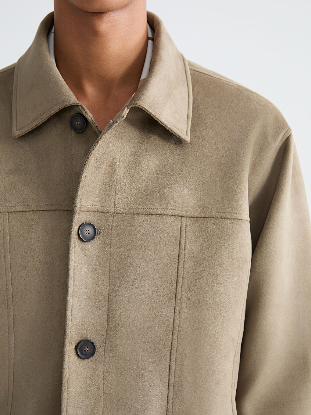 Yeşil Rahat Kalıp Erkek Süet Mont-2