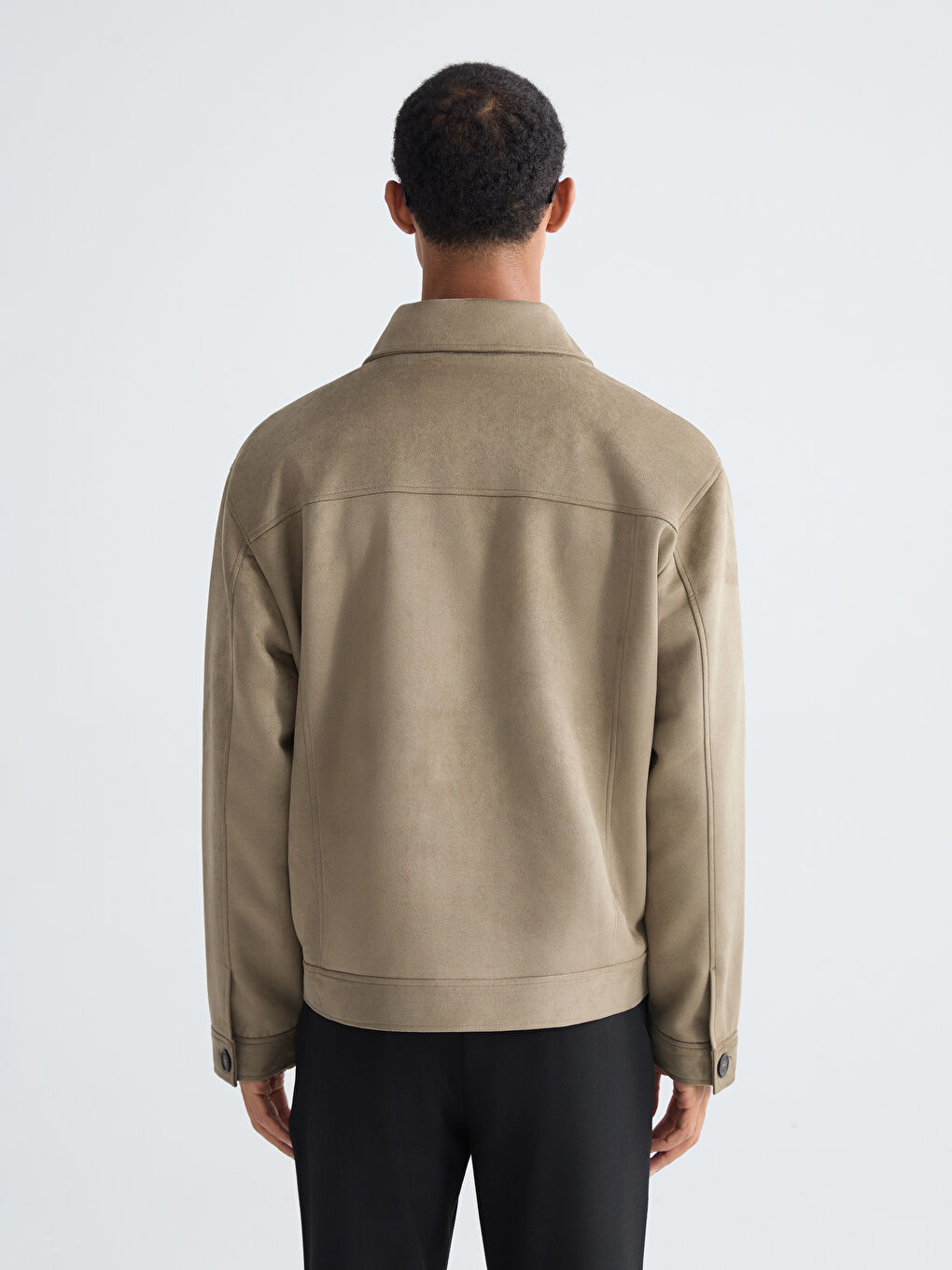 Yeşil Rahat Kalıp Erkek Süet Mont-3