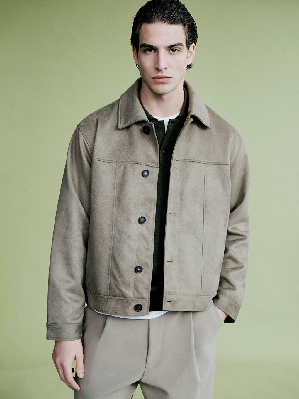 Relaxed Fit Men's Suede Jacket