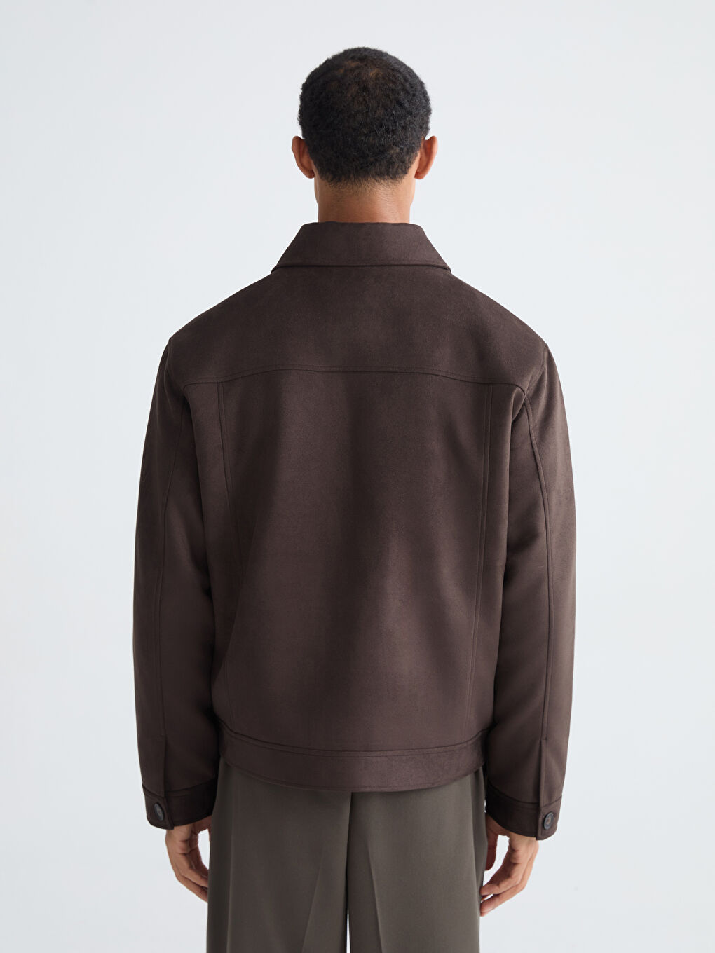 Kahverengi Rahat Kalıp Erkek Süet Mont-4