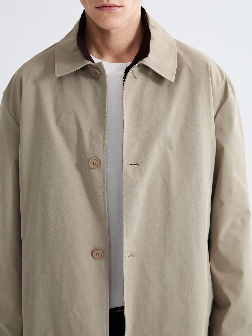 Bej Bol Kalıp Erkek Trençkot-2