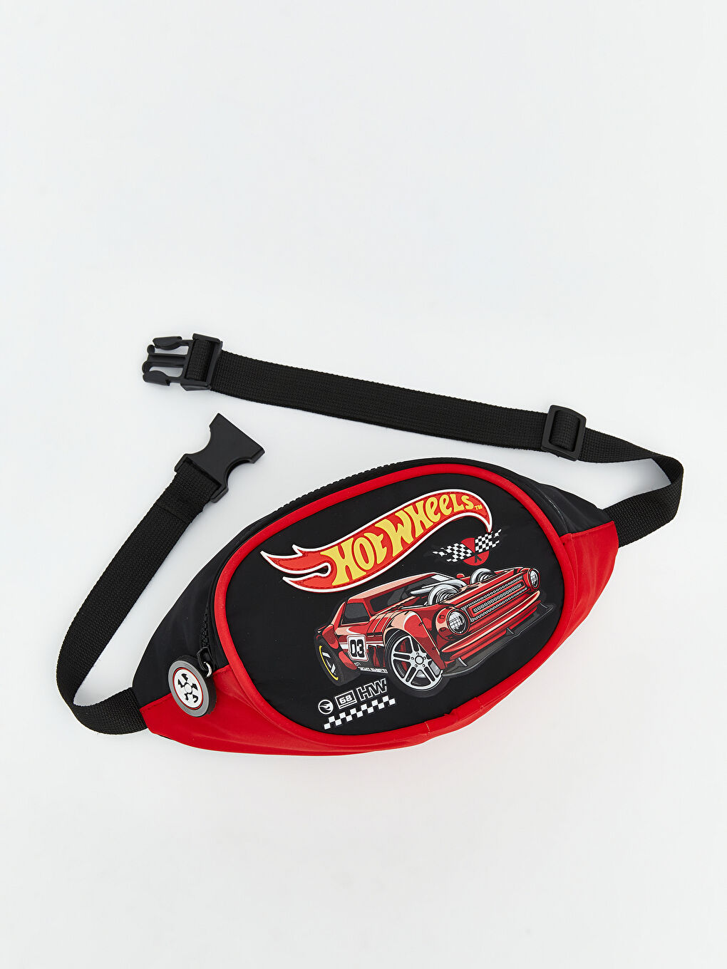 Siyah Hot Wheels Baskılı Erkek Çocuk Bel Çantası-1