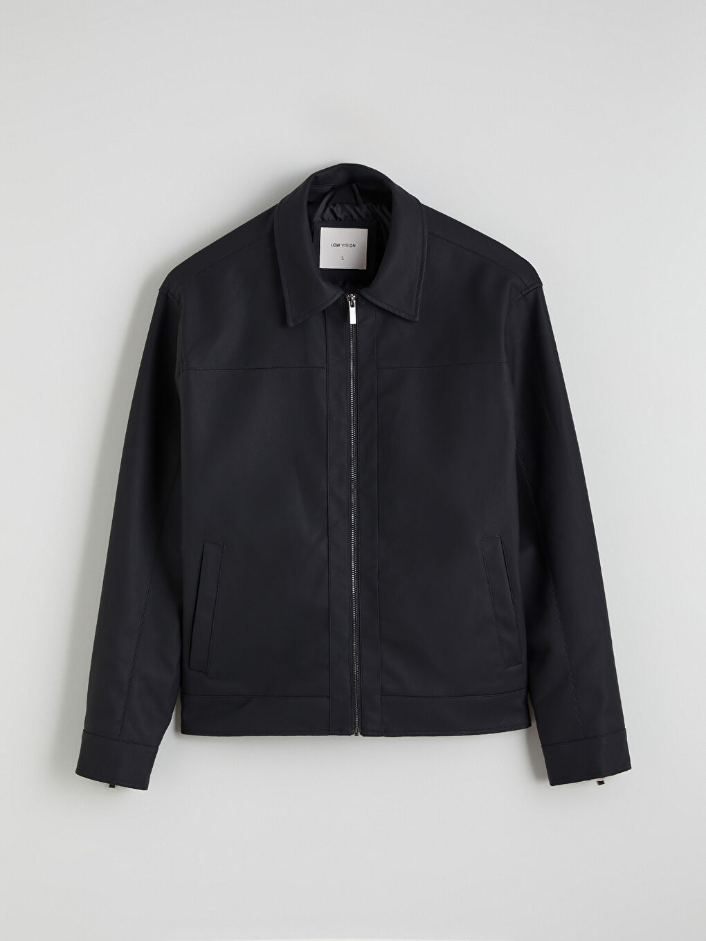 Siyah Standart Kalıp Erkek Deri Görünümlü Mont-5