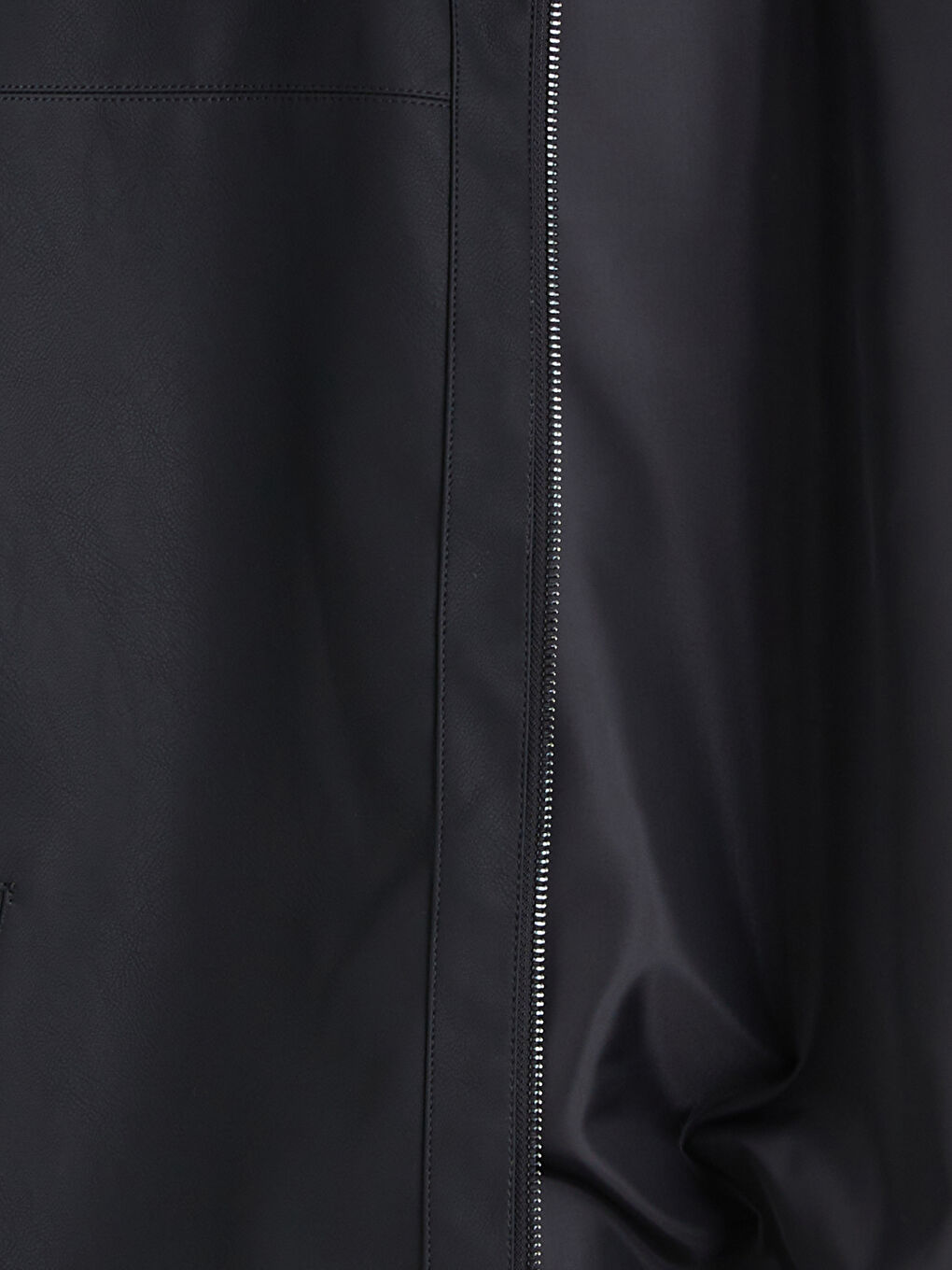 Siyah Standart Kalıp Erkek Deri Görünümlü Mont-6