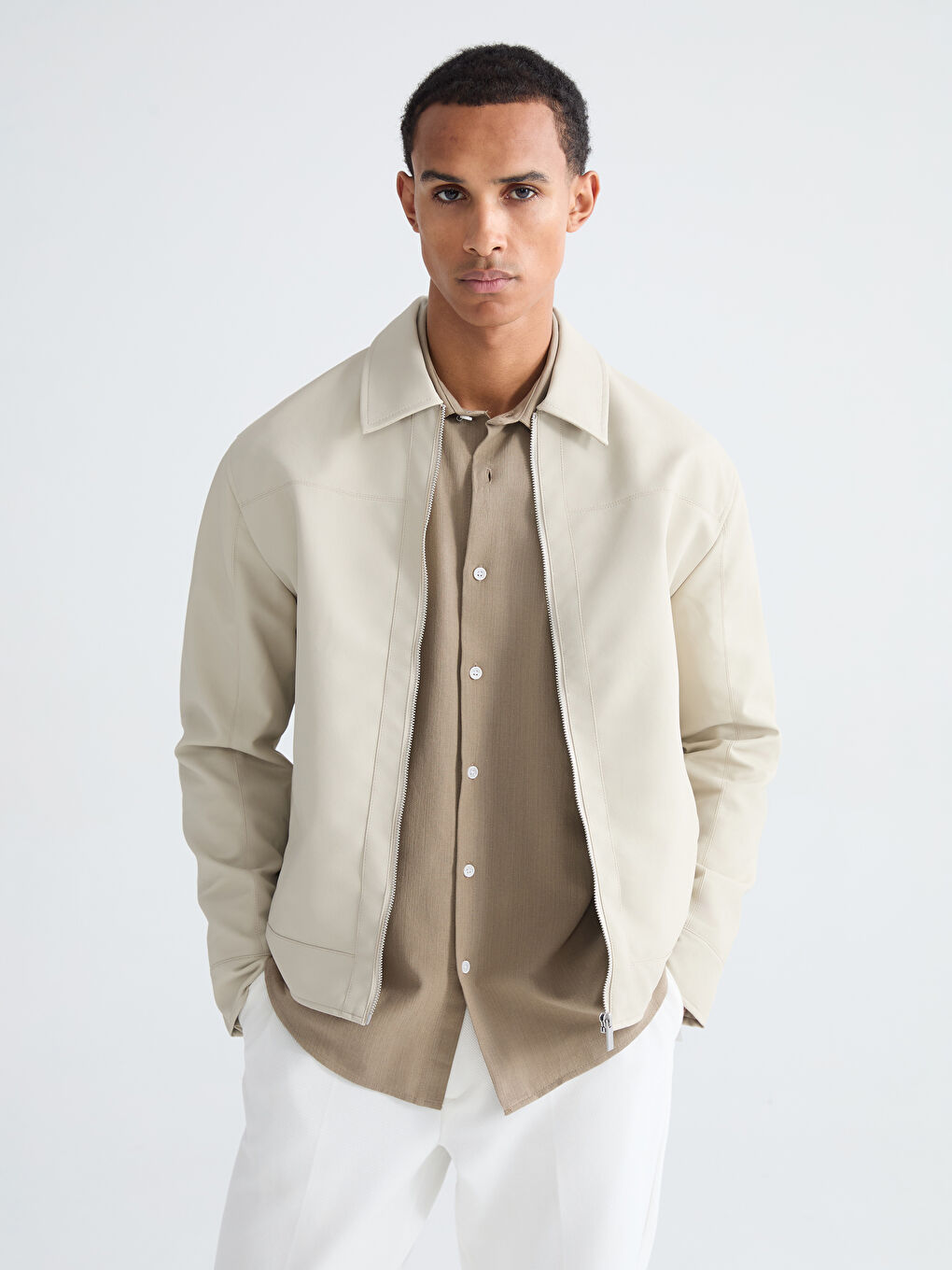 Мужская куртка из искусственной кожи стандартного кроя