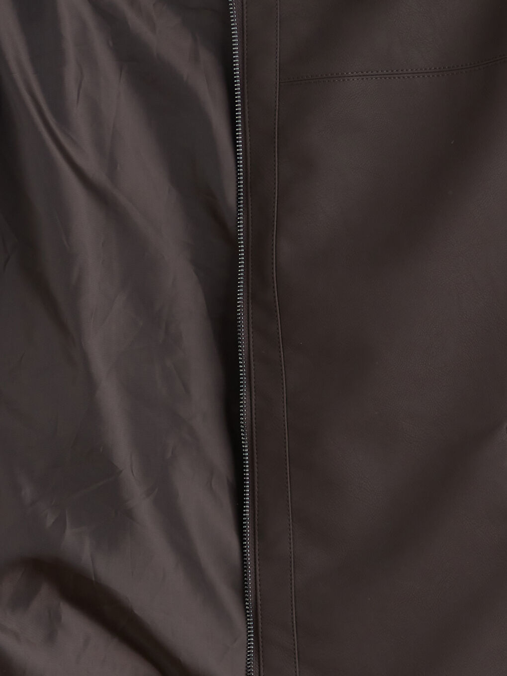 Kahverengi Standart Kalıp Erkek Deri Görünümlü Mont-6