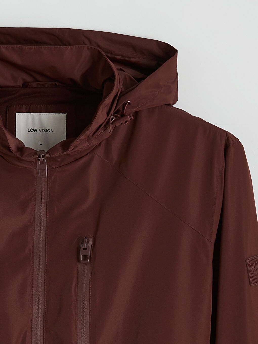 Mürdüm Standart Kalıp Kapüşonlu Erkek Yağmurluk-7