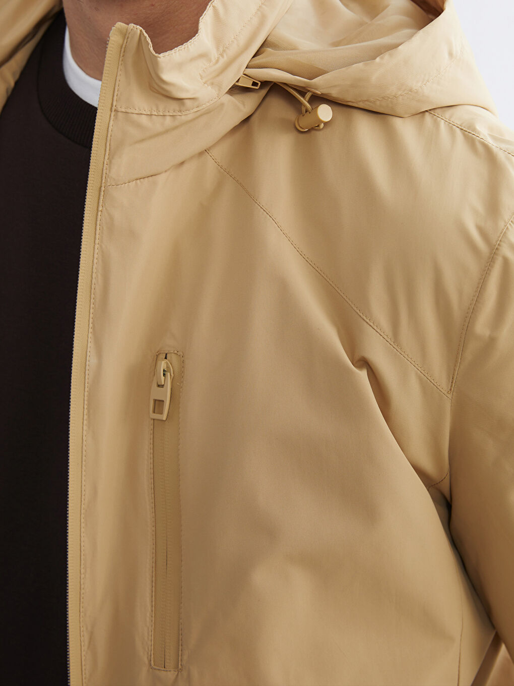 Sarı Standart Kalıp Kapüşonlu Erkek Yağmurluk-2