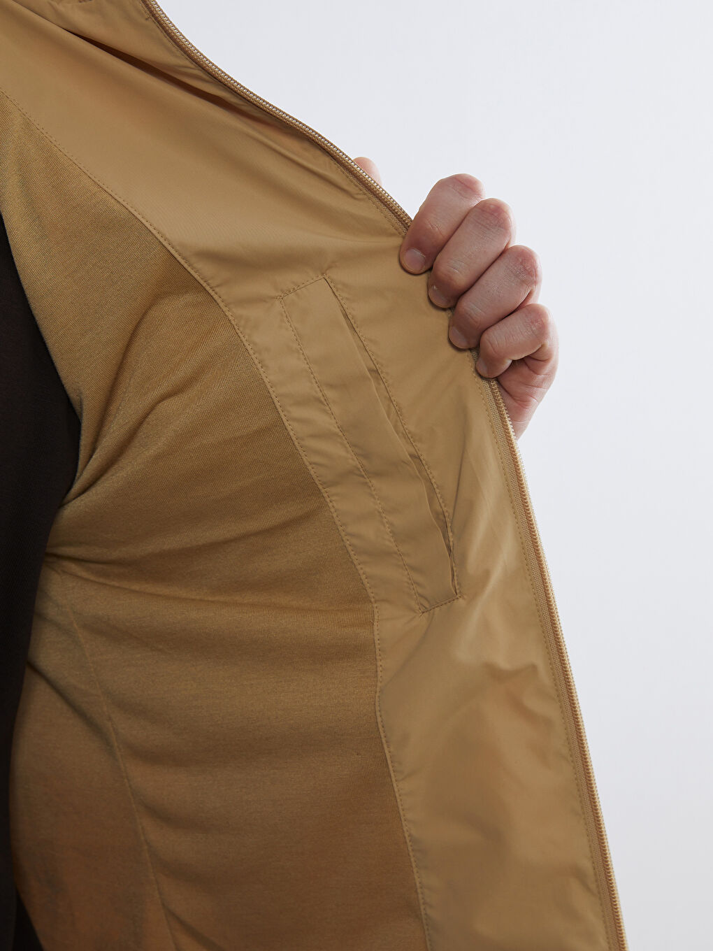 Sarı Standart Kalıp Kapüşonlu Erkek Yağmurluk-3