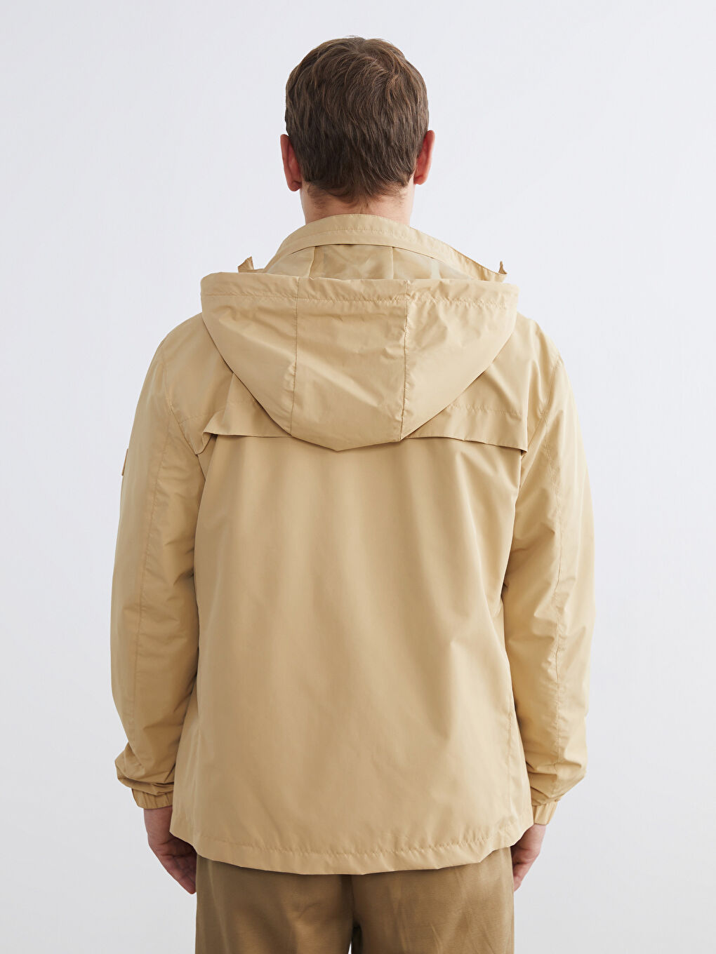 Sarı Standart Kalıp Kapüşonlu Erkek Yağmurluk-5