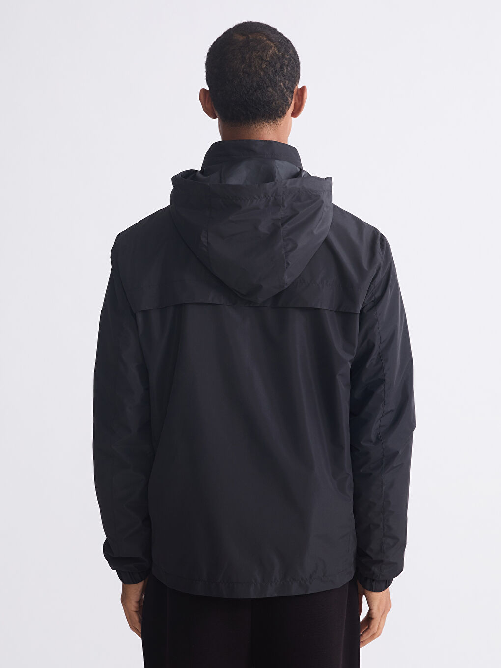 Lacivert Standart Kalıp Kapüşonlu Erkek Yağmurluk-4