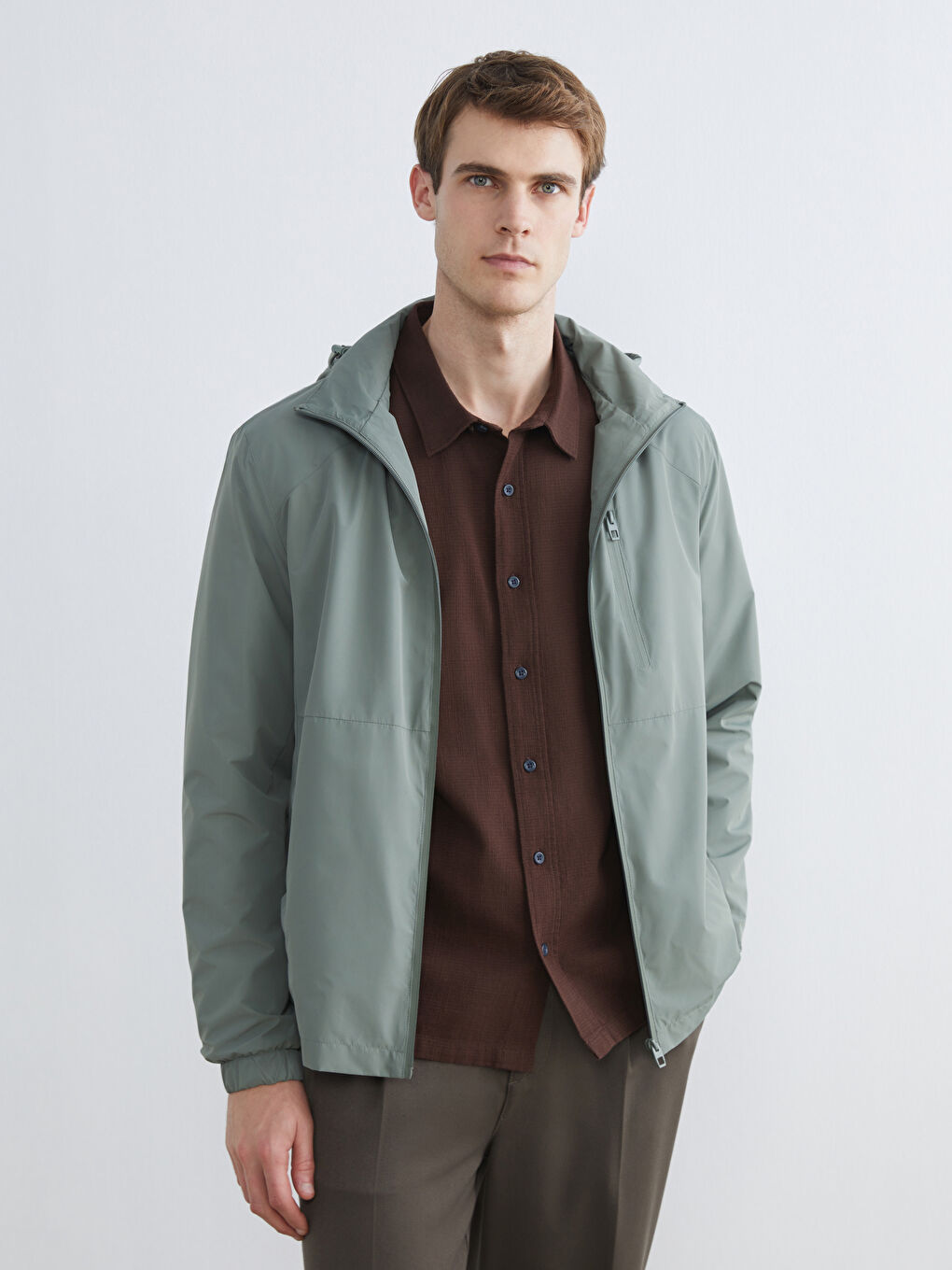 Regular Fit Hooded Men's Raincoat