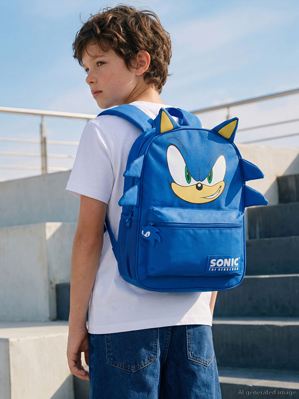 حقيبة ظهر للأولاد بطباعة سونيك