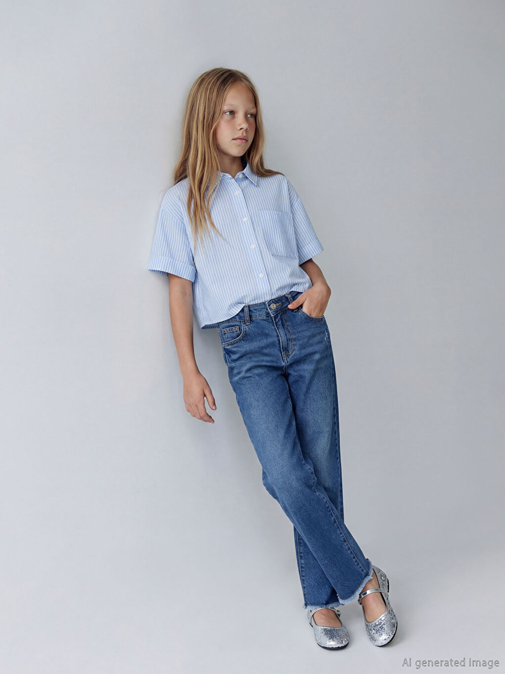 İndigo Straight Fit Kız Çocuk Jean Pantolon