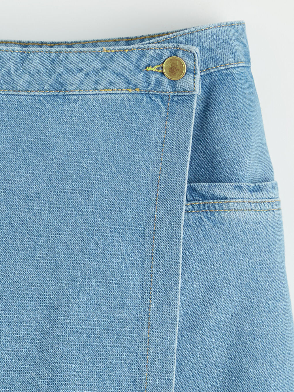 İndigo Anvelop Kesim Cepli Kız Çocuk Jean Şort Etek-1