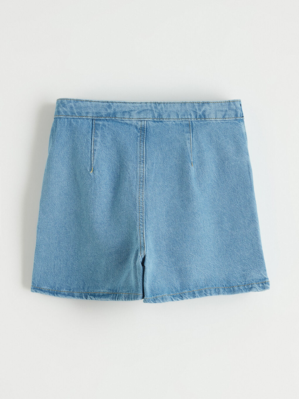 İndigo Anvelop Kesim Cepli Kız Çocuk Jean Şort Etek-3