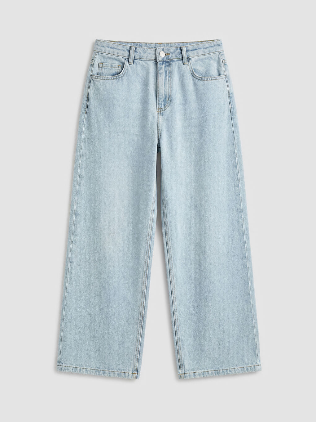 Wideleg Nakışlı Kız Çocuk Jean Pantolon-1