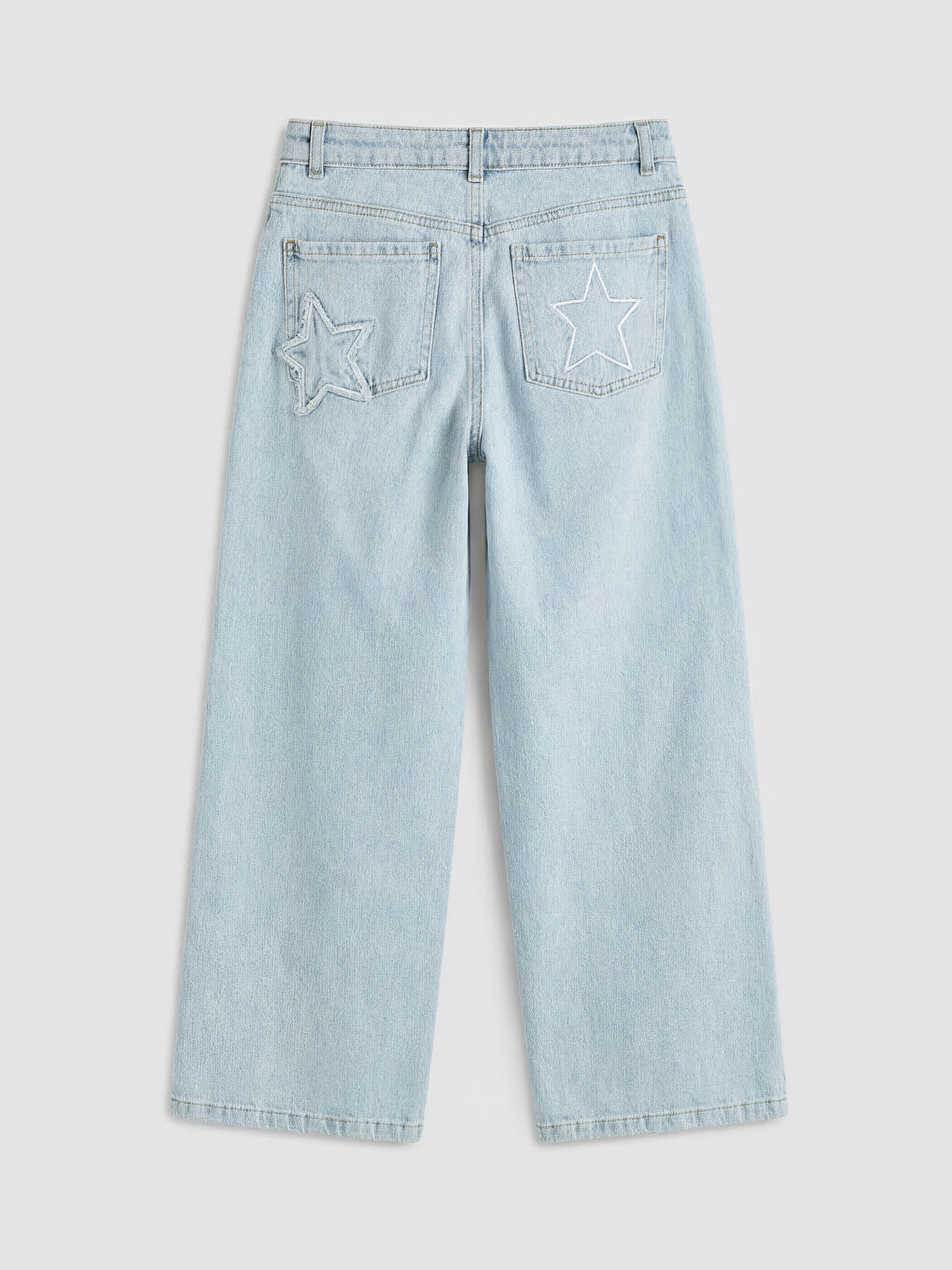 Wideleg Nakışlı Kız Çocuk Jean Pantolon-2