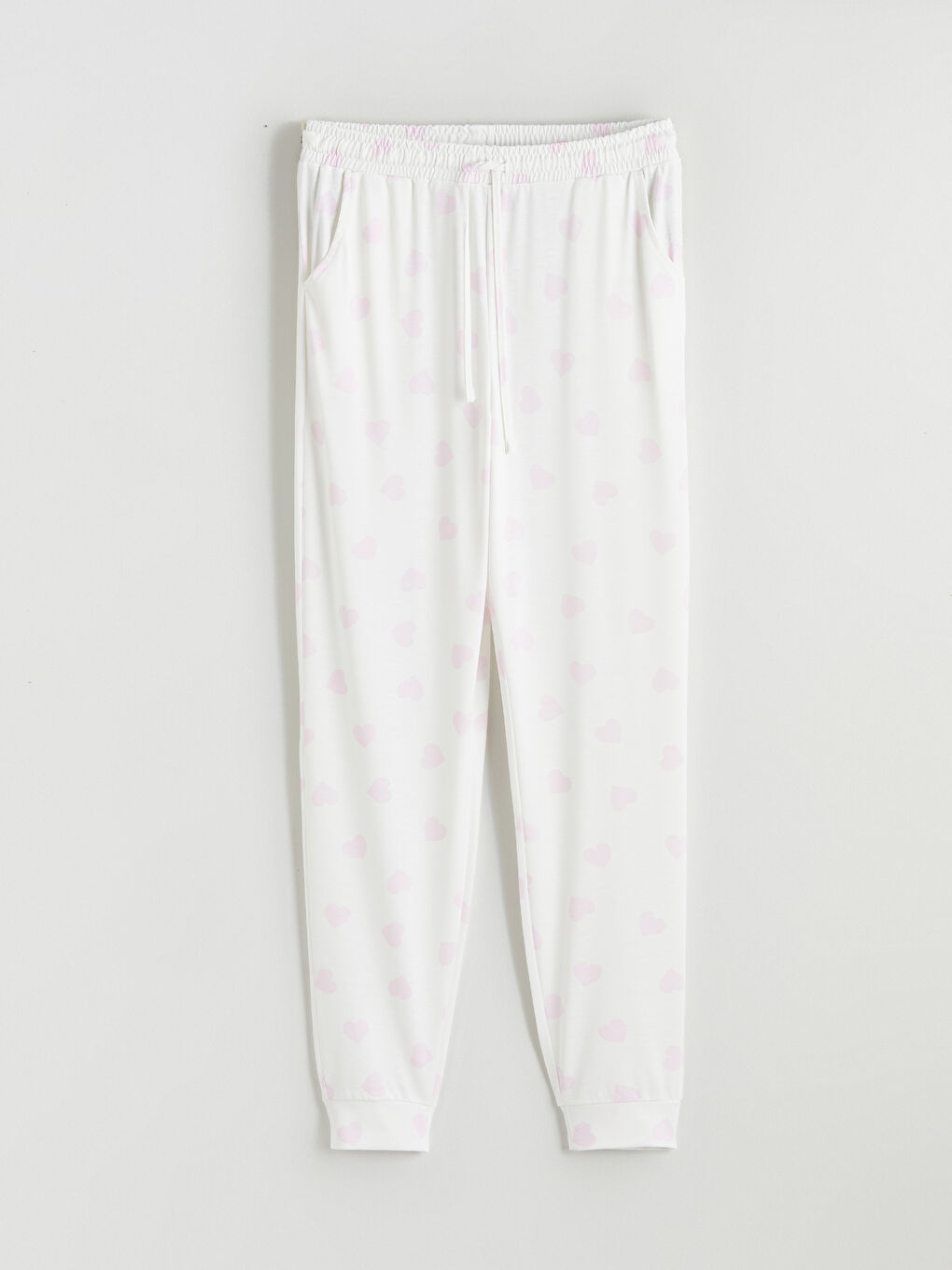 Pembe Kalp Baskılı Kadın Jogger Pijama Altı