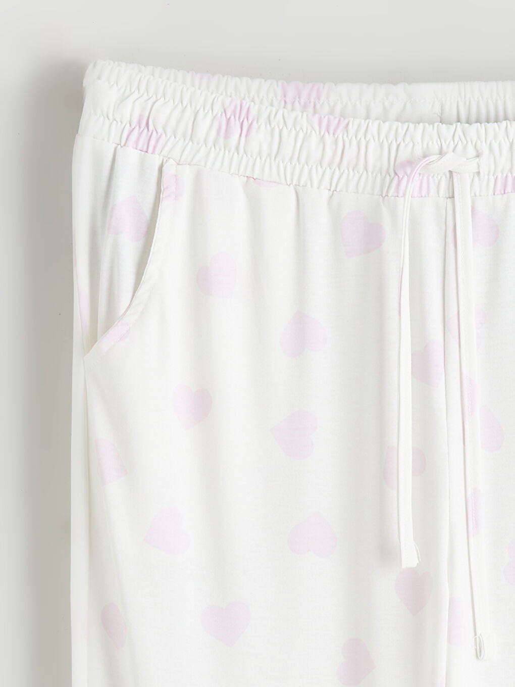 Pembe Kalp Baskılı Kadın Jogger Pijama Altı-1