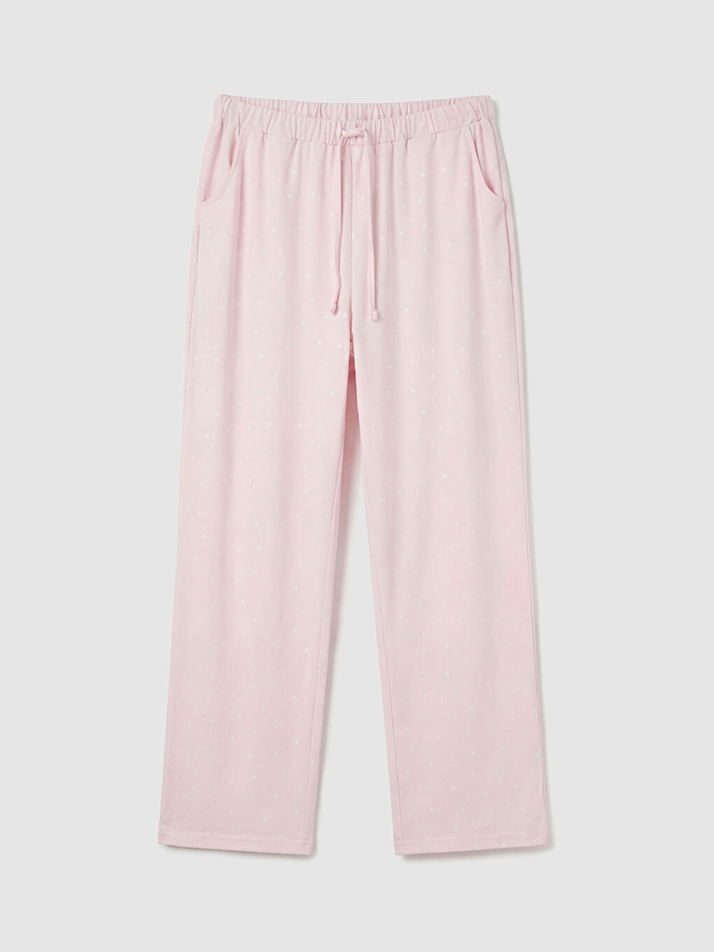 Pembe Beli Lastikli Puantiyeli Kadın Pijama Alt-4