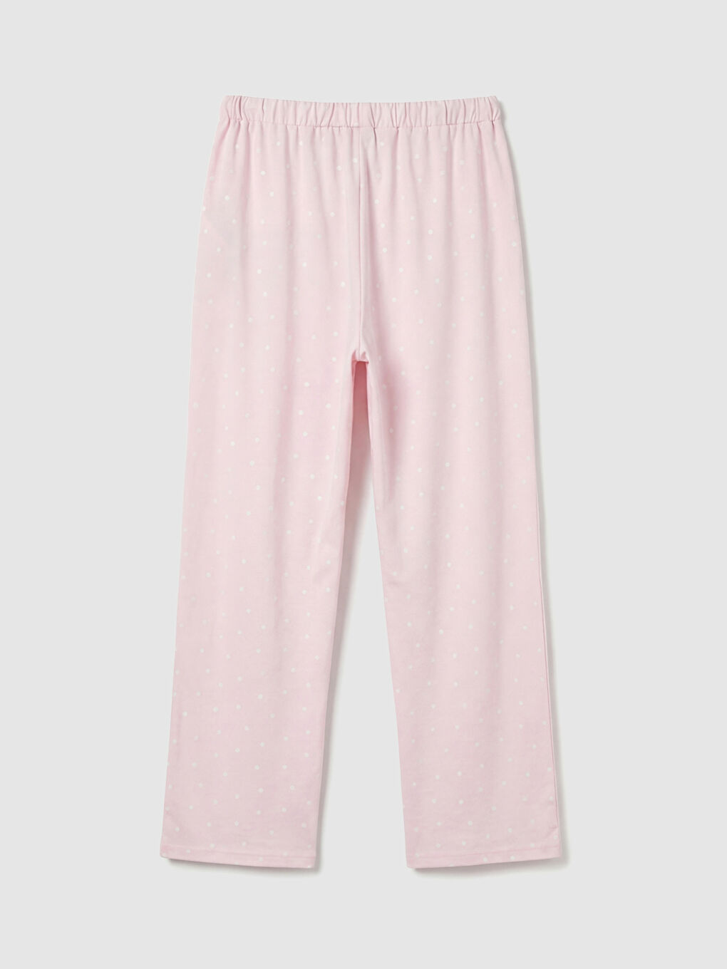 Pembe Beli Lastikli Puantiyeli Kadın Pijama Alt-5