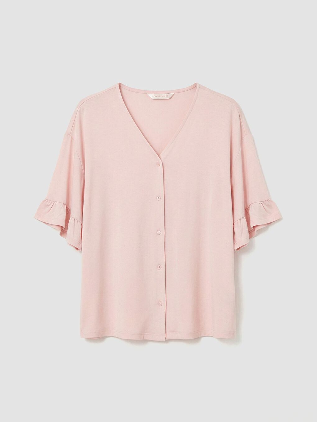 Pembe V Yaka Kadın Pijama Üst