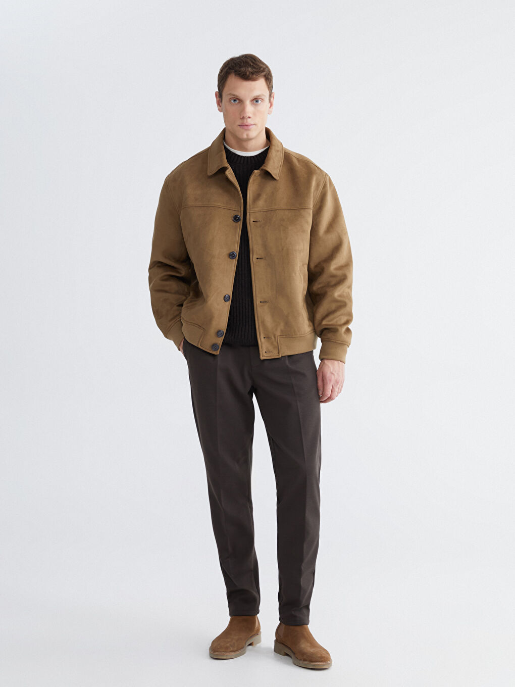 BEŽ Kaput od veštačke kože Muškarac-3