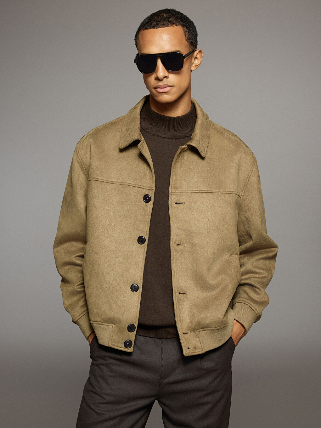 BEŽ Kaput od veštačke kože Muškarac