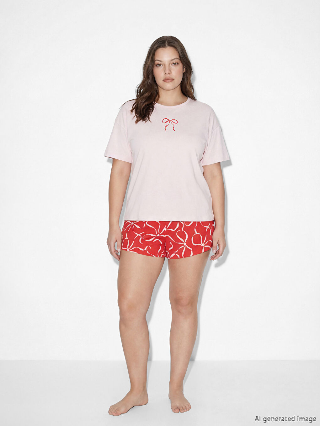 Bow Printed Women's Short Pyjamas Set-1