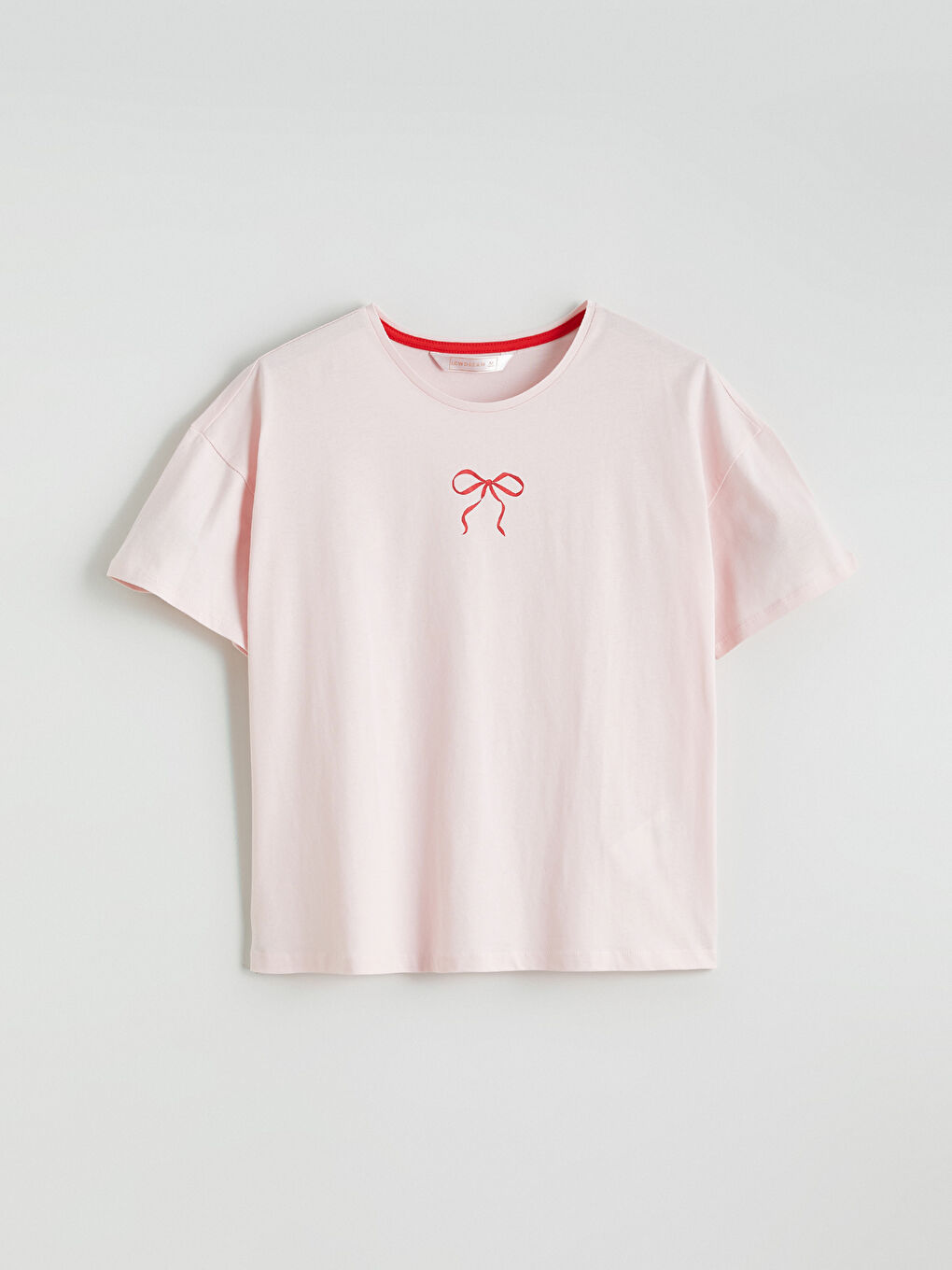 Kırmızı Fiyonk Baskılı Kadın Şortlu Pijama Takımı-5